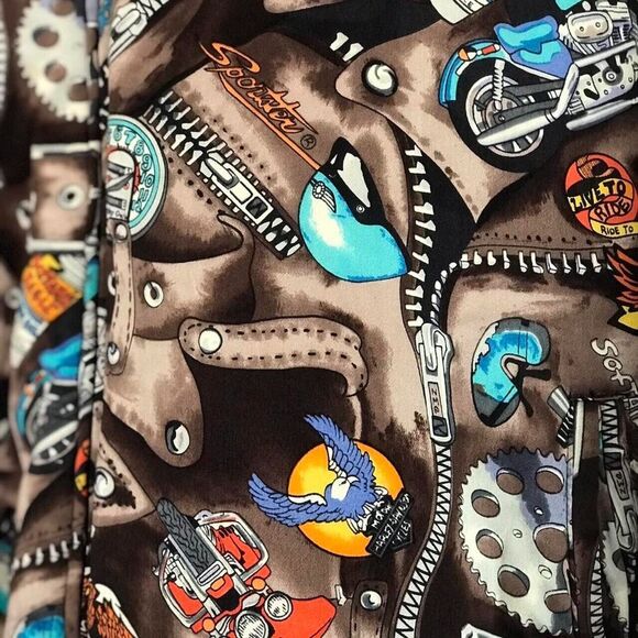 Harley Davidson silk and wool jacket Reversible Vtg Vintage Nicole miller patter - Picture 2 of 4